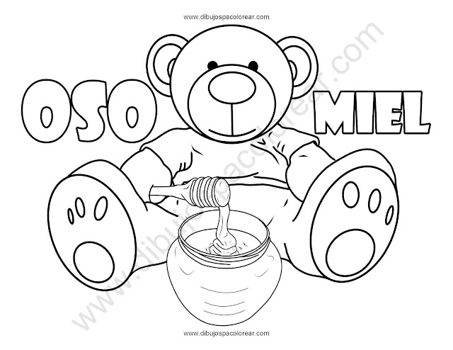 oso con tarro de miel dibujo para colorear